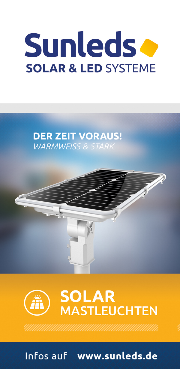 Solar Straenbeleuchtung LED SUNLEDS Straenlaternen Hersteller Grohandel Deutschland